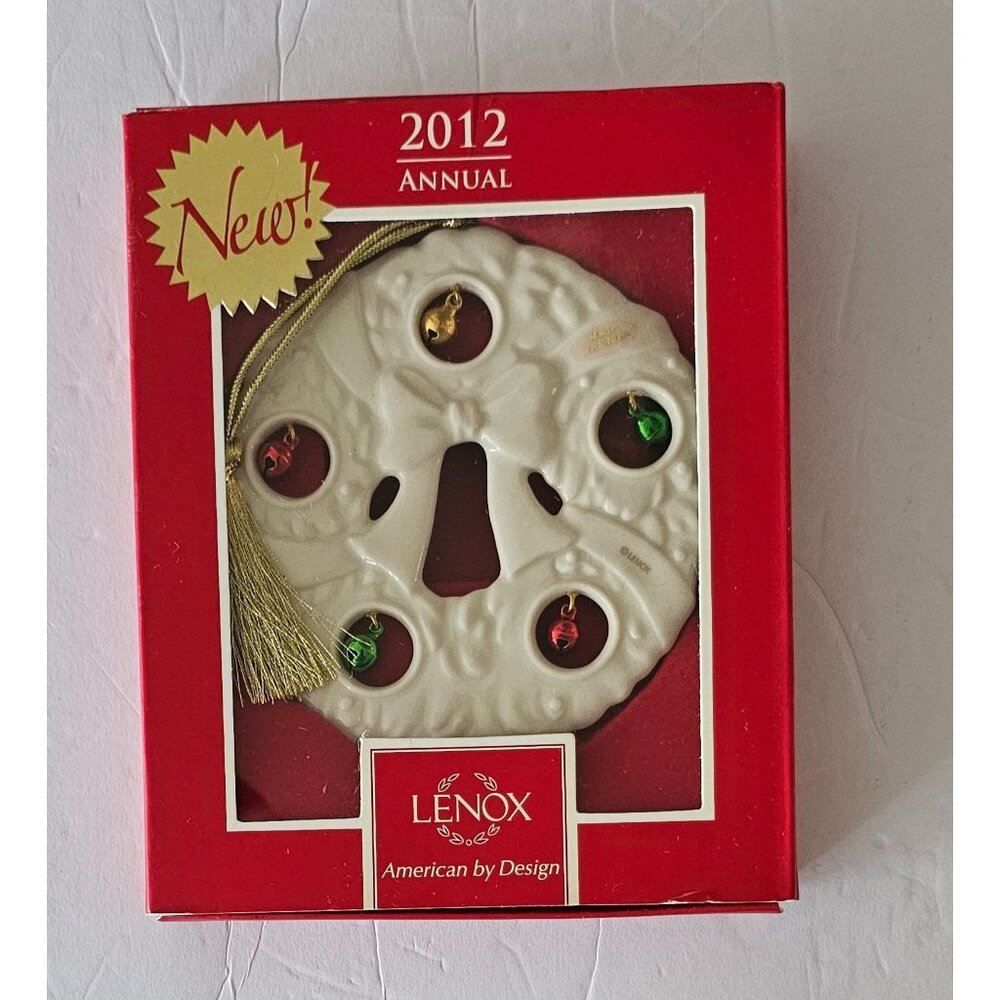 Lenox Christmas Porcelain Ornament: Jolly Jingle Bell Wreath Three Kings (2012)‎